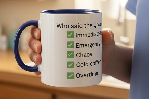 The Q Word Mug - Vet Lifestyle Mockup