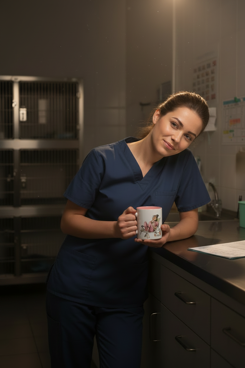 Exhausted but Happy Vet Nurse Mockup
