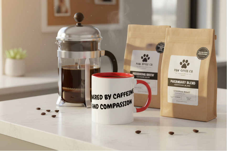 Powered by Caffeine Mug with French Press