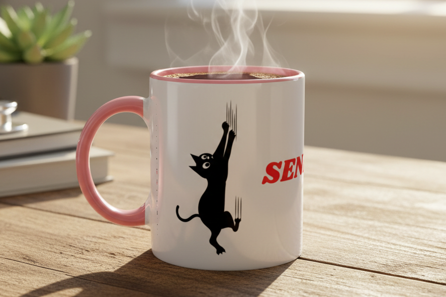 Send Help Mug with Coffee Lifestyle