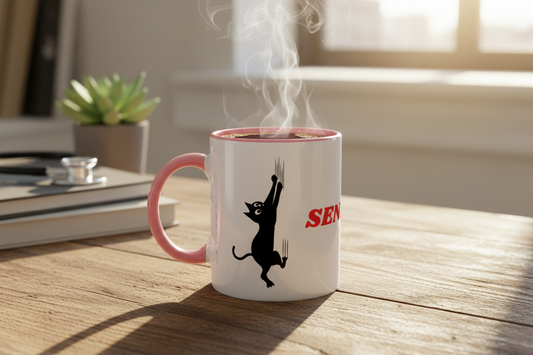 Send Help Mug with Coffee Lifestyle