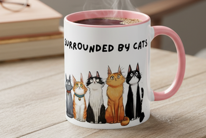 Surrounded by Cats Mug Mockup
