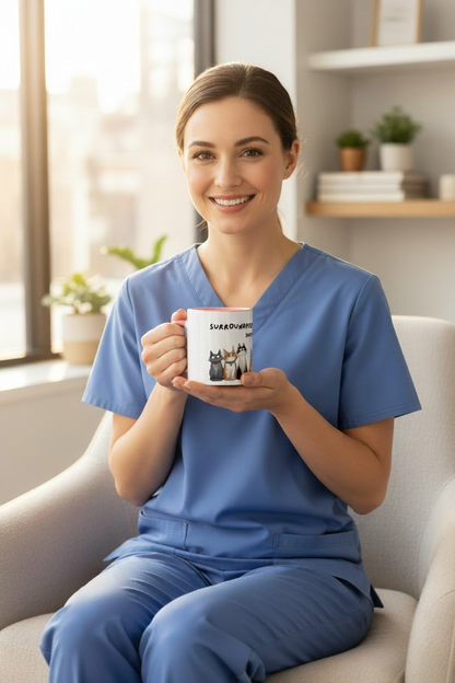 Surrounded by Cats Mug – Natural Candid Mockup