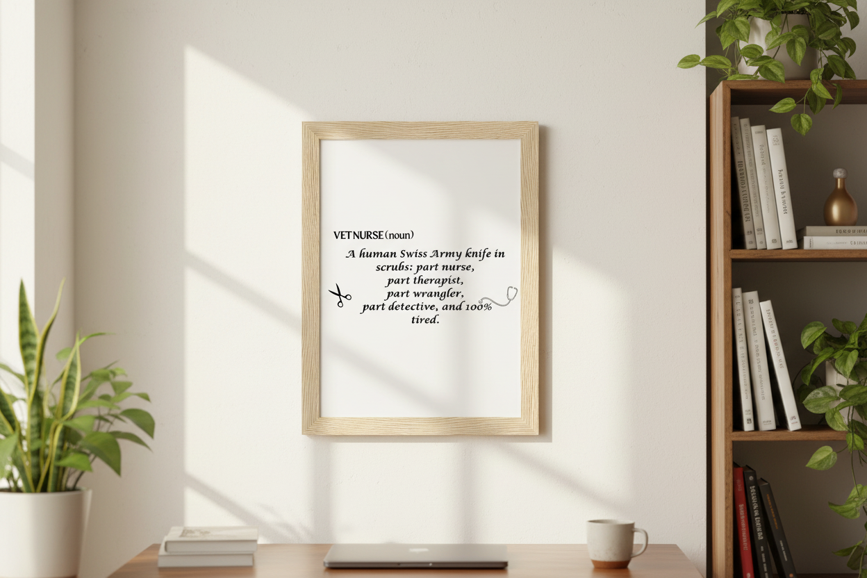 Vet Nurse Dictionary Wooden Framed Poster Lifestyle