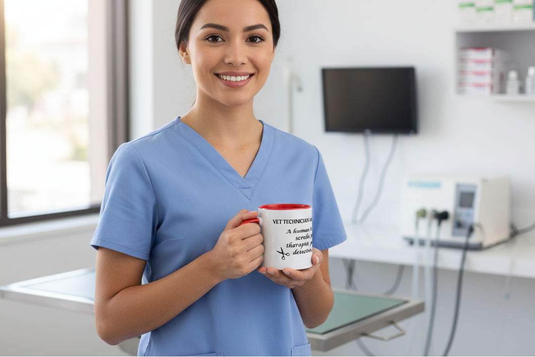 Vet tech woman holding Vet Technician Life Mug